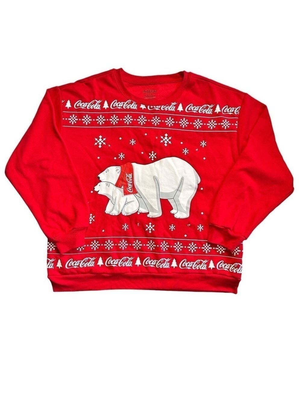 Coca‎ Cola Polar Bear Snowflakes Pullover Sweatshirt with Flashing Lights XL